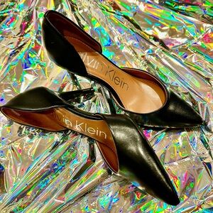 Black Calvin Klein pointed toe pumps (Gloria d’Orsay Pump)